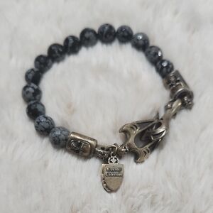 Men's Black and Gold Beaded Bracelet